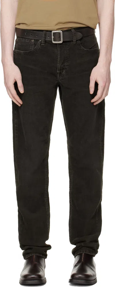 Rrl Black Slim Fit Corduroy Trousers In Brown