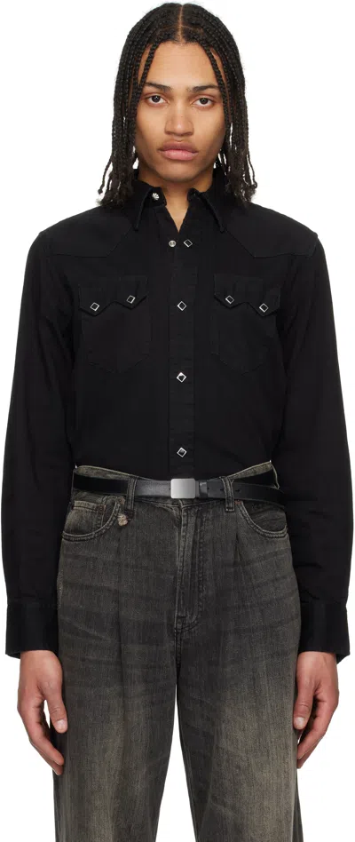 Rrl Black Slim Fit Denim Western Shirt