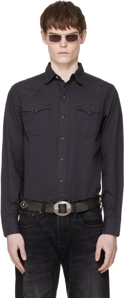 Rrl Black Slim Fit Twill Western Shirt