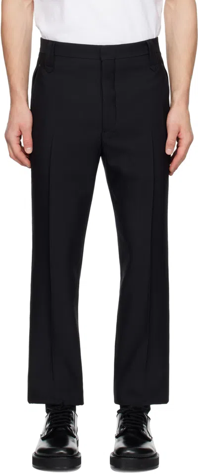 Rrl Black Slim Fit Wool Western Tuxedo Trousers