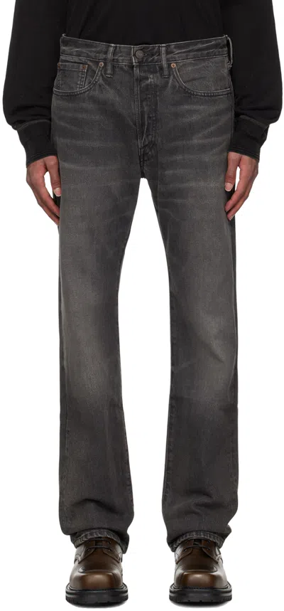 Rrl Black Straight Fit Wide Width Jeans In Dusty Black Wash