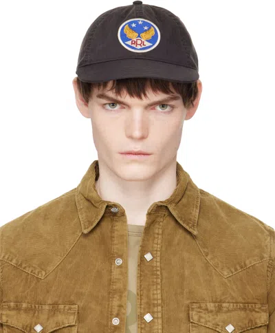 Rrl Black Winged-logo Twill Ball Cap