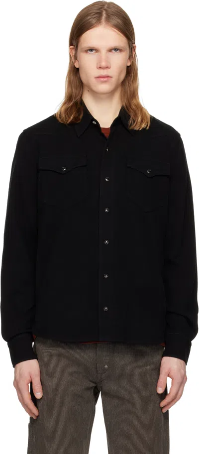 Rrl Black Wool-cashmere Western Shirt