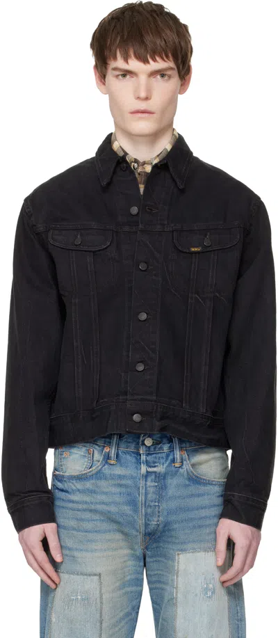 Rrl Black Worn-in Denim Trucker Jacket