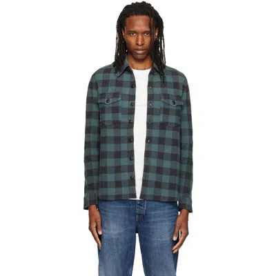 Rrl Blue & Black Plaid Wool-cashmere Overshirt In Blue/black Heather