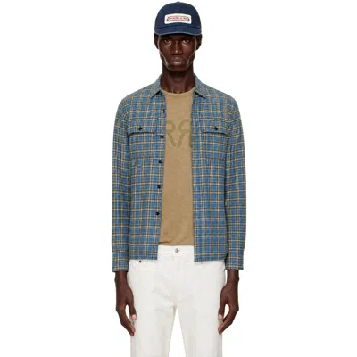 Rrl Blue & Gray Check Cotton Shirt In Rl-811 Blue/grey