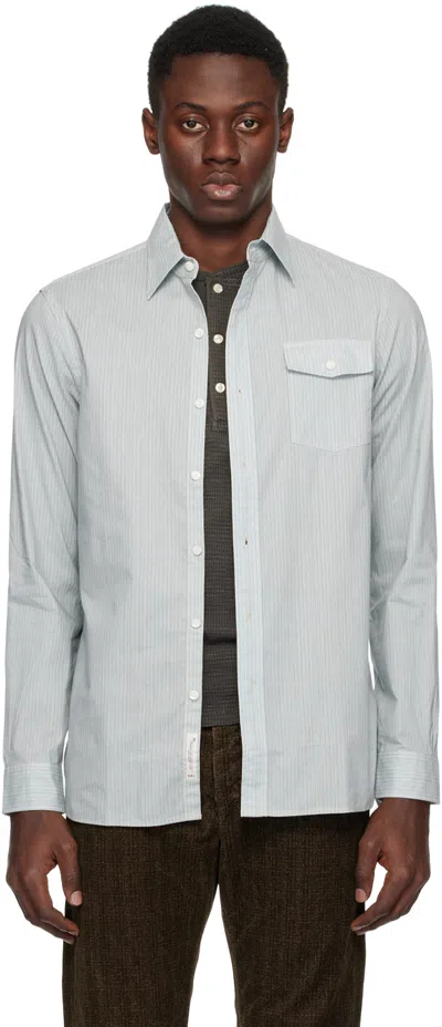 Rrl Blue & Off-white Striped Shirt In Blue Multi