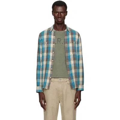 Rrl Blue & White Check Shirt In Rl-812 Blue/white