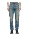 Rrl Blue Slim Fit Ridgway Selvedge Jeans In Green