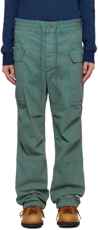 Rrl Blue Herringbone Twill Cargo Pants In Slate Blue