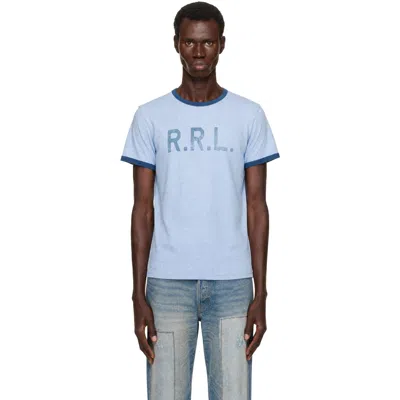 Rrl Blue '' Cotton T-shirt In Light Blue Heather