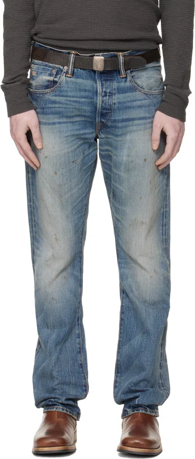 Rrl Blue Slim Boot Briarfield Selvedge Jeans In Brown