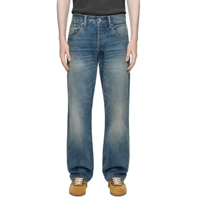 Rrl Blue Slim Boot Selvedge Jeans In Briarfield Wash