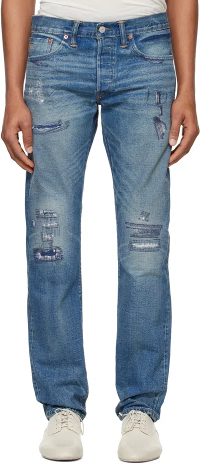 Rrl Blue Slim Fit Claremont Selvedge Jeans In Claremont Wash