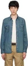 RRL BLUE SLIM FIT WESTERN DENIM SHIRT