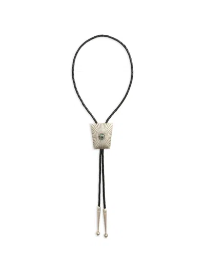 Rrl Braided Leather Bolo Tie In Silver