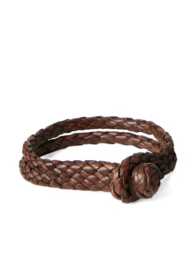 Rrl Braided Leather Bracelet In Brown