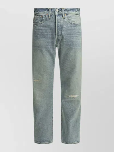 Rrl Bridgeway Wash Mid Rise Straight Jeans In Gray
