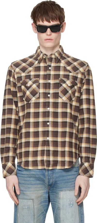 Rrl Brown & Beige Buffalo West Shirt