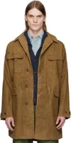 Rrl Brown Bonded Linen Walking Coat In Brown