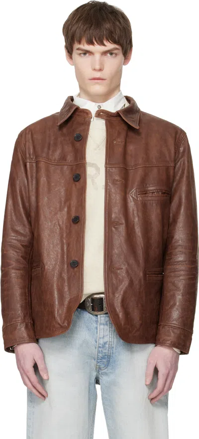 Rrl Brown Car Leather Jacket