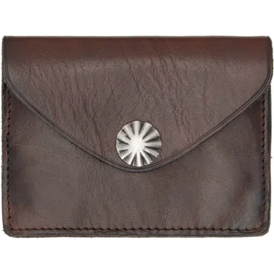 Rrl Brown Leather Card Holder In Dark Brown