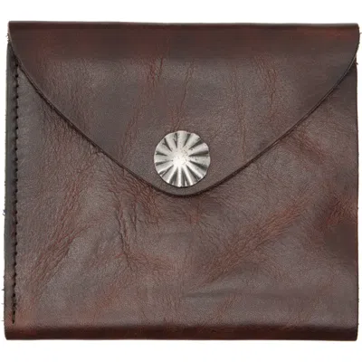 Rrl Brown Leather Envelope Wallet In Dark Brown