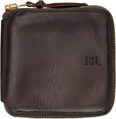 Rrl Brown Leather Zip Wallet In Dark Brown