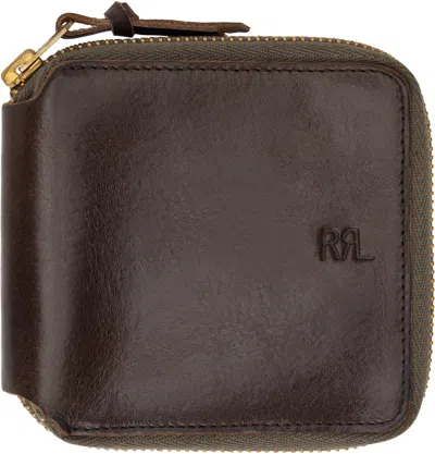 Rrl Brown Leather Zip Wallet In Dark Brown