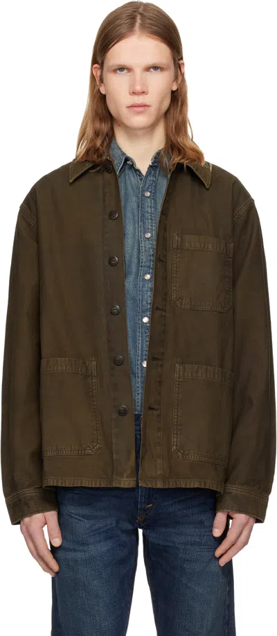 Rrl Brown Reverse-sateen Overshirt