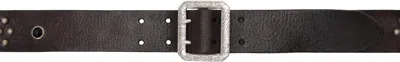 Rrl Brown Studded-logo Leather Belt