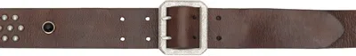 Rrl Brown Studded Logo Leather Belt In Dark Brown