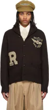 Rrl Brown Wool Shawl Collar Cardigan In Brown