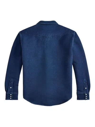 Rrl Brushed-cotton Long-sleeve Shirt In Blue