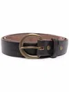 Rrl Buckled Leather Belt In Black