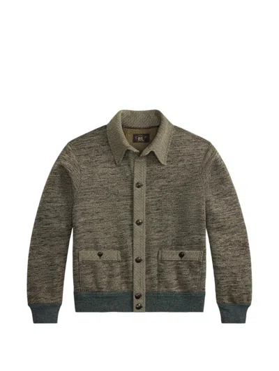 Rrl Button Cotton Cardigan In Green
