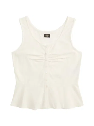 Rrl Button Lace Trim Top In White