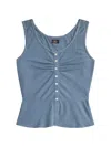 Rrl Button Ruched Top In Black