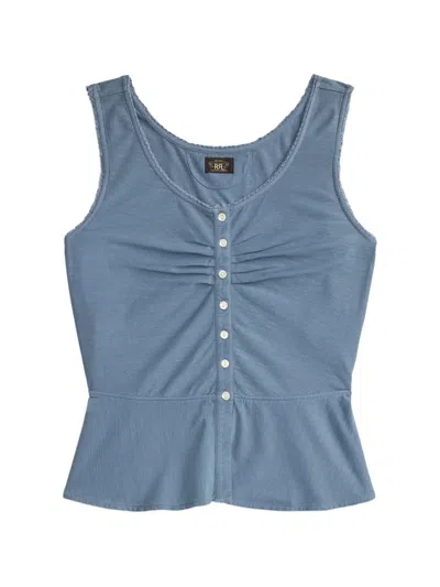 Rrl Button Ruched Top In Black