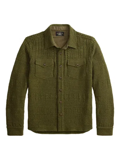Rrl Buttoned Cable-knit Sweater In Green