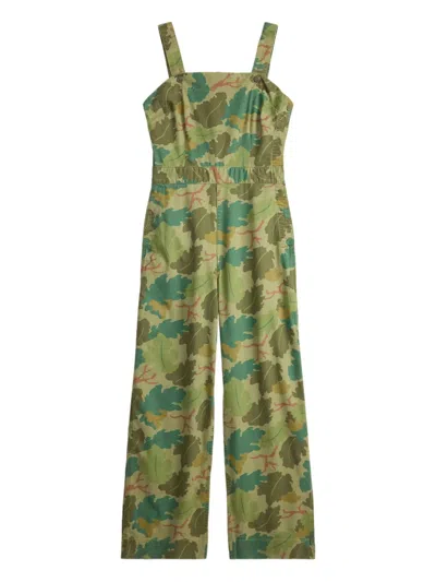 Rrl Geknöpfter Camouflage-jumpsuit In Green