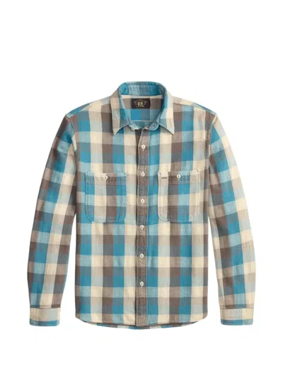 Rrl Buttoned Checked Shirt In Blue