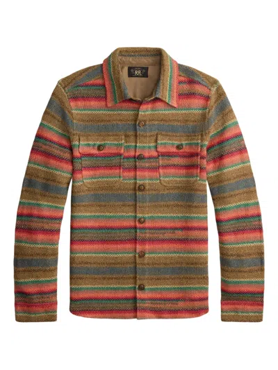 Rrl Matlock Striped Linen And Silk-blend Shirt In Brown