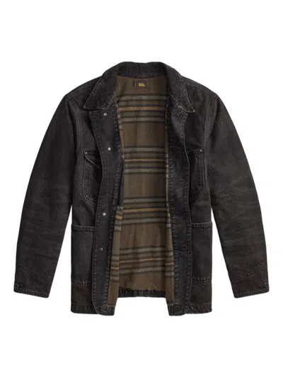 Rrl Buttoned-up Denim Overshirt In Brown