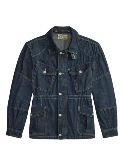Rrl Buttoned Zip-up Jacket In Blue