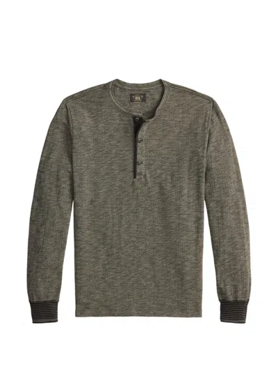 Rrl Button-placket Long-sleeve Henley T-shirt In Multi