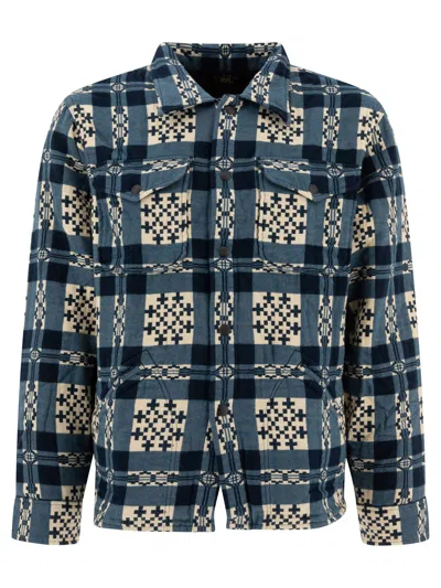 Rrl By Ralph Lauren Patterned Jacquard Overshirt In Blue