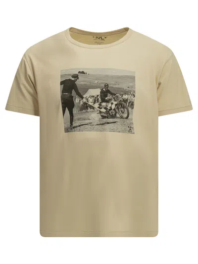 Rrl By Ralph Lauren Printed Crew-neck T-shirt In Brown