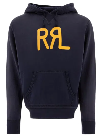 Rrl Printed Hoodie In Blue
