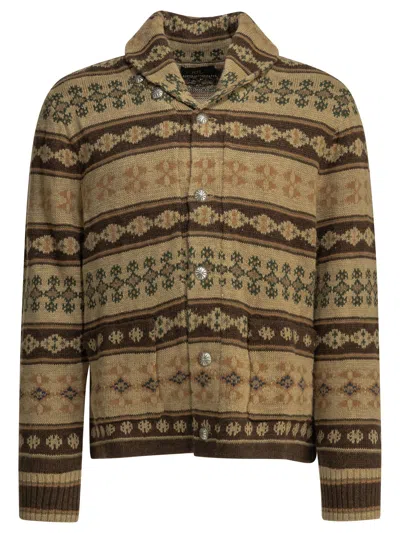 Rrl By Ralph Lauren Woven Knit Beige Linen Silk Cardigan In Multi